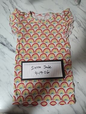 Rainbow Patterned Shirt with Ruffle Sleeves Little Sleepies 2T